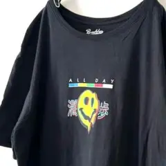 ブルックリン オールデイ 闊歩 スマイリー Tシャツ 2XL ブラック 古着