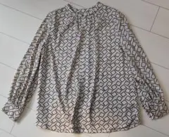 【美品】MK MICHEL KLEIN 幾何学模様 長袖ブラウス