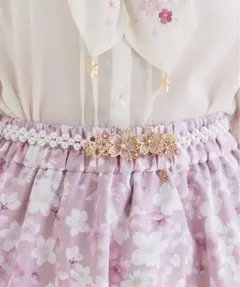axes femme サクラ装飾パールゴムベルト