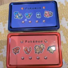 ポケモン　缶2個セット　青　赤　ゼニガメ　ヒトカゲ　小物入れ　ロコン