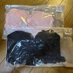 ごぶちゃん限定 ピンクと黒のレースブラジャーセット S