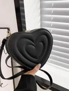 ハート型 ハンドバッグ ショルダーポシェット ブラック