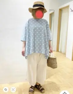 サマンサモスモス ドットプリントドルマンＴシャツ ゆったり