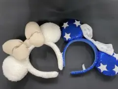 ディズニー　カチューシャ　スパンコール　星　青　ブルー モコモコ 2個セット