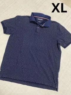 トミーヒルヒィガー　ポロシャツ　ネイビー　柄　XL