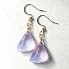 No.75 ハンドメイド 水面ストーン レジン フックピアス