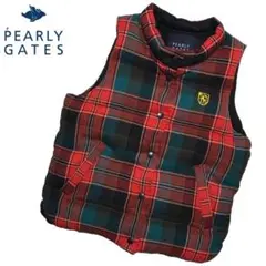 PEARLYGATES チェック 柄 ウール ダウン ベスト ジャケット