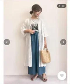 レース ロングカーディガン ベージュ
