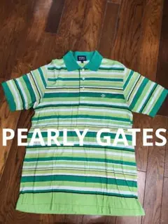 PEARLY GATES 緑 ストライプ ポロシャツ サイズ4