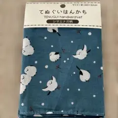 シマエナガ柄ハンカチ 40×32cm 綿100%
