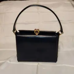 【美品】GUCCI ネイビー レザーハンドバッグ グッチ
