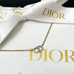 良品 ディオール Dior CDロゴ ネックレス ラインストーン ゴールド CD