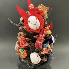 松ぼっくり　まつぼっくり　ウサギ　兎　うさぎ　飾り　和小物　ちりめん　縁起物