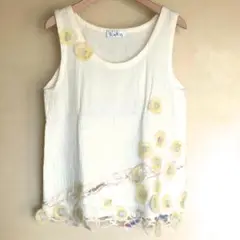 未使用★ハンドメイド★人気毛糸フェルト作家さん作品１点物★淡黄★ダブルガーゼ