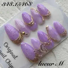 348.現品販売✳︎パープル×ニュアンスネイル スキニーオーバル