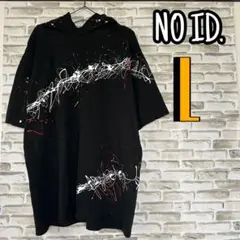 NO ID. ブラック ペイント　レア　フード付　tシャツ サイズL〜XL