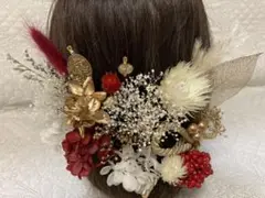 髪飾り レッド白金A-120 ヘッドパーツ 結婚式 成人式 ウエディング