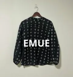 EMUE エミュ ボリュームスリーブ 刺繍柄 ブラウス 後ろボタン サイズ38