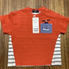 【新品】klädkapp ロボットポケット Tシャツ 80 オレンジ ボーダー