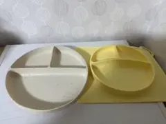 3coins ベビー用クリーム色仕切りプレートセット