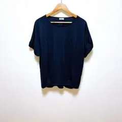 《美品》a.v.v ゴムギャザースリーブ 半袖 カットソー ネイビー サラサラ