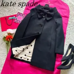 【美品】kate spade リボンロングコート ブラック ドット ボタン 4