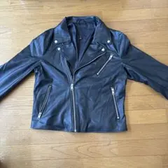 H&M ブラック ダブルライダースジャケット L