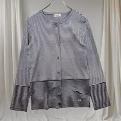 マックレガー カーディガン 長袖 前開きTシャツ M ボーダー 刺繍 丸首