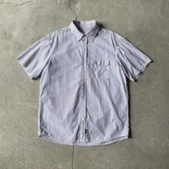 00s USA製 old stussy 半袖 ストライプ シャツ 紺タグ L