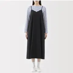 【美品】無印良品　ブロードキャミソールワンピース　黒　L
