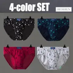 ブリーフ パンツ L メンズ セット 綿 4枚 ブリーフパンツ 柄 セミビキニ