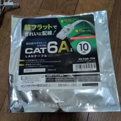 CAT 6A LANケーブル 10m フラット　サンワサプライ