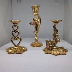 エッグアート　ゴールドキャンドルホルダー 天使デザイン他　3点