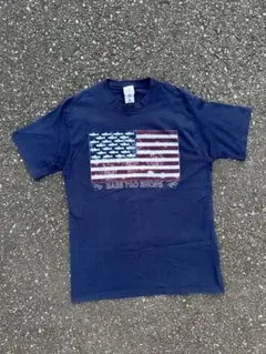 90s ブラックバス　星条旗　ヴィンテージ　tシャツ　半袖　古着　紺　ネイビー
