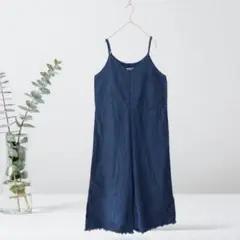 グラシア サロペット オーバーオール デニム風 ワイドパンツ L 楽ちん