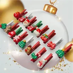 クリスマスモチーフ クリップ 10個セット ランダム　ピン　ラッピング　Xmas