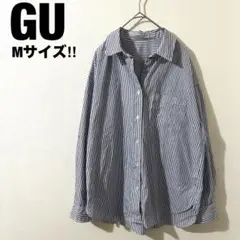 GU 極美品☆ 長袖ストライプシャツ M カジュアル 羽織り オーバーサイズ