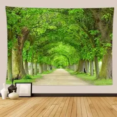 タペストリーF89　並木道　森林　散歩　絶景　背景布　写真撮影　壁掛け　DIY