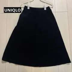 ユニクロ Aラインスカート コーデュロイ 黒