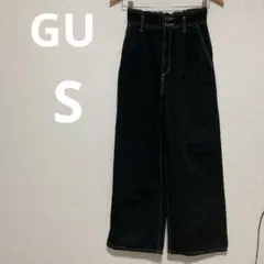 GU ジーユー ブラック ワイドパンツ ハイウエスト S ②