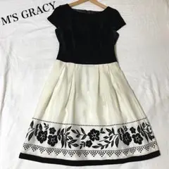 【美品】エムズグレイシー ベロア 花柄 ワンピース サイズ40