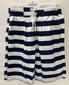 新品 ネイビー×ホワイト ボーダーショートパンツ L