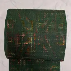 未着用　刺子　格子模様　グリーンカラー　袋帯　着物　031t