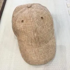 ベージュ　麦わら風 キャップ