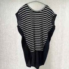 MICHIEL KLEIN ノースリーブカットソー M ネイビーボーダー