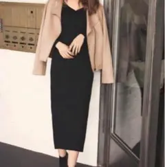 完売品 GRL◇サイドスリットVネックロングニットワンピース［k5019v］S