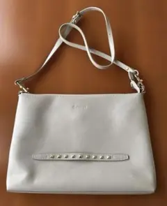 ジャンク品(べたつき) 本革　russet ライトグレー ショルダーバッグ