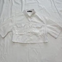 ZARA ポケット　クロップドシャツ　半袖　ショート丈