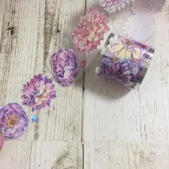 k006【切売】ピンク 紫 花 海外マステ petテープ