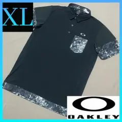 【美品】オークリー Oakley 花柄切替半袖ポロシャツ XLボタニカル柄